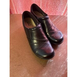 CLARKS COLLECTION Black Comfort Slip On Shoes 8M Work